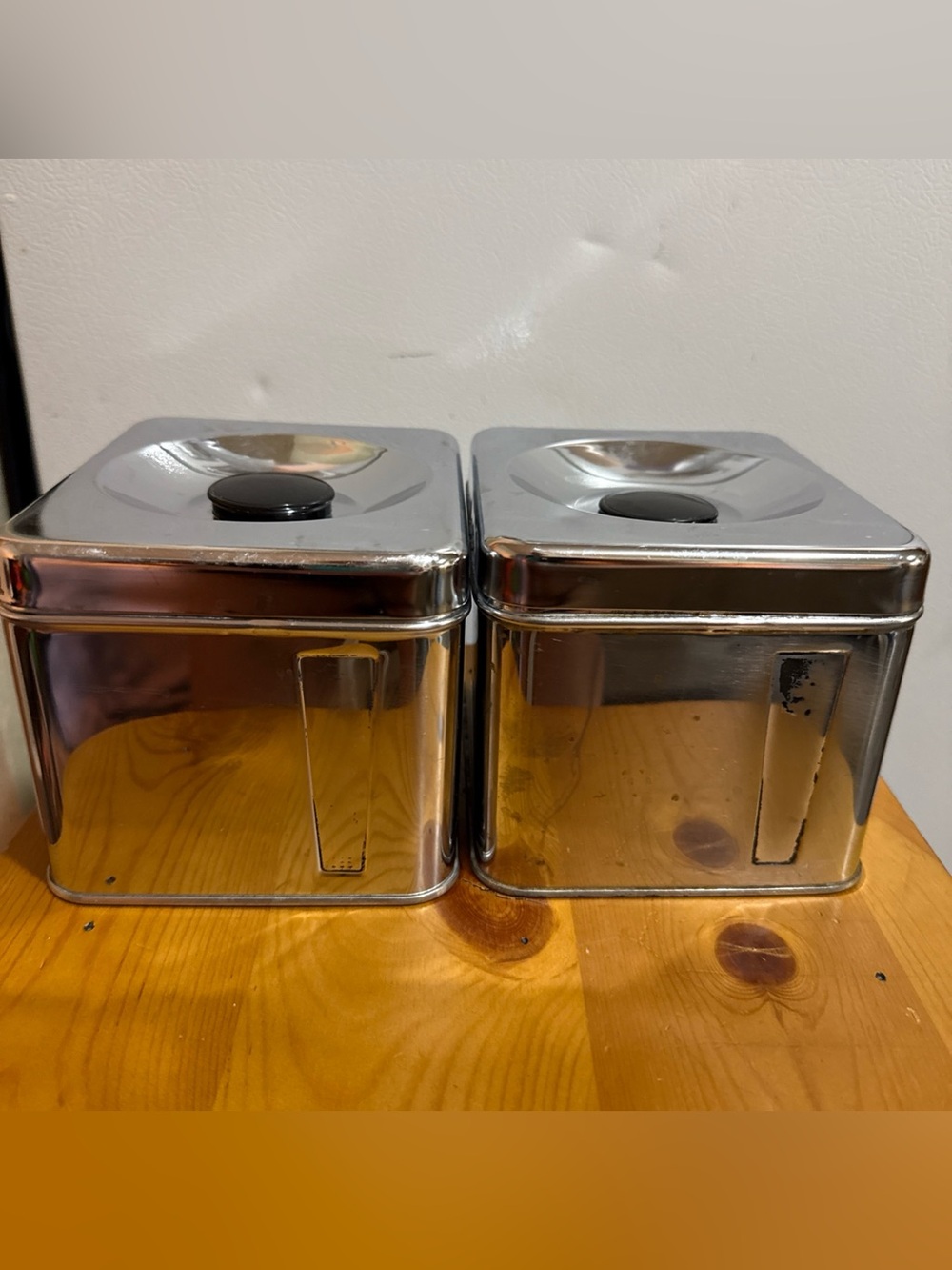 Stainless Steel Vtg 50s 60s  Kitchen Storage Canisters - Set of 2
